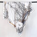 Equestrian Line-Art Pure Silk Square Scarf - Image 4