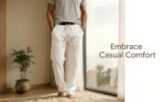 Men’s Cream Linen-Blend Relaxed Trousers - Image 12