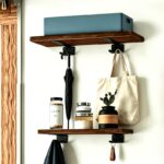 Black Floating Shelf Brackets with Utility Hooks — 2 Pack - Image 8