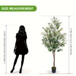 183cm Artificial Olive Tree with Wood-Look Planter - Image 2