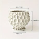 White Irregular Ceramic Orchid Pot with Tray - Image 2