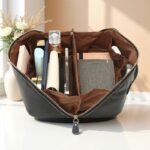 Genuine Leather Travel Cosmetic Organiser – Black