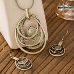 Women’s Antique Gold Abstract Loop Jewellery Set
