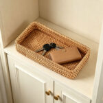 Hand-Woven Rattan Storage Tray for Bathroom & Hallway