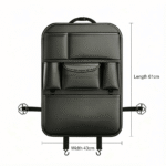 Premium Faux Leather Car Seat-Back Organiser with Dual Bottle Holders - Image 3