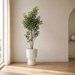 White Nordic Pedestal Floor Planter