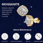 Princess-Cut Moissanite Halo Stud Earrings in Sterling Silver - Image 3
