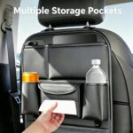 Premium Faux Leather Car Seat-Back Organiser with Dual Bottle Holders - Image 9