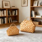 Hand-Woven Bamboo Storage Basket with Handle - Image 6