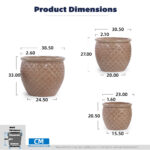 Set of 3 Beige Ceramic Garden Planters - Image 2