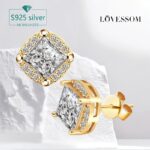 Princess-Cut Moissanite Halo Stud Earrings in Sterling Silver - Image 6