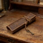 Vintage Embossed Genuine-Leather Artist’s Pencil & Brush Roll