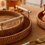 Handwoven Rattan Round Serving Tray with Handles - Image 4