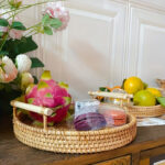 Handwoven Rattan Round Serving Tray with Handles - Image 7