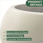 Large Beige Round Floor Planter - Image 3