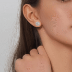 Princess-Cut Moissanite Halo Stud Earrings in Sterling Silver - Image 5