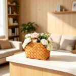 Hand-Woven Bamboo Storage Basket with Handle - Image 5
