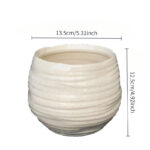 White Ribbed Ceramic Plant Pot - Image 2