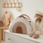 Soft Rainbow Woven Baby Storage Basket with Handles
