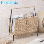 Woven Magazine Holder with Black Metal Frame
