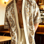 Men’s Baroque-Print Kimono Resort Shirt