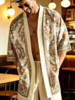 Men’s Baroque-Print Kimono Resort Shirt