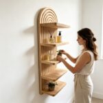Arched Wooden Wall Plant Shelf