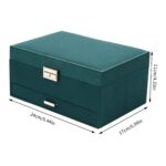 Three-layer Jewelry Storage Box | Large-capacity, Velvet-lined, Lockable with Buckle Closure, Detachable Partitions, Mirror, 24*17*11cm, Dark Green - Image 2