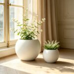 Matte White Spherical Planter Set – 2 Pieces - Image 5