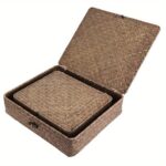 Set of 2 Natural Woven Lidded Storage Boxes - Image 9