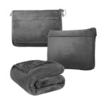 Premium Packable Travel Blanket with Storage Pouch – Charcoal Grey - Image 3