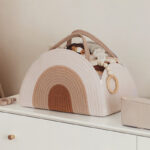 Soft Rainbow Woven Baby Storage Basket with Handles - Image 6