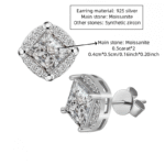 Princess-Cut Moissanite Halo Stud Earrings in Sterling Silver - Image 7