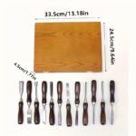 12-Piece Professional Wood Carving Tool Set with Wooden Case - Image 2