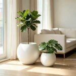 Matte White Spherical Planter Set – 2 Pieces - Image 8