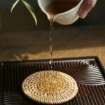 Handwoven Rattan Coaster Set with Storage Holder - Image 3