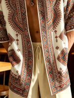 Men’s Geometric-Print Kimono Resort Shirt - Image 2