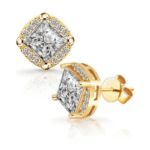 Princess-Cut Moissanite Halo Stud Earrings in Sterling Silver - Image 8