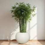 Large Beige Round Floor Planter