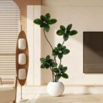Large Beige Round Floor Planter - Image 6