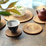 Handwoven Rattan Coaster Set with Storage Holder - Image 9
