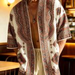 Men’s Geometric-Print Kimono Resort Shirt - Image 3