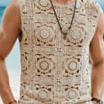 Men’s Geometric Crochet-Knit Resort Vest - Image 5