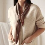 Wool-Cashmere Blend Triangular Knit Scarf