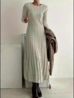 Textured Cable-Knit Midi Dress - Image 4