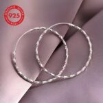 Diamond-Cut Classic Hoop Earrings in Sterling Silver - Image 2