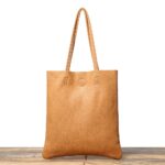 Cognac Top-Grain Leather Minimalist Tote