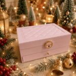 Blush Pink Quilted Jewellery Box with Lock & Drawer - Image 2