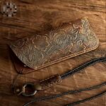 Hand-Carved Dark Brown Full-Grain Leather Glasses Case