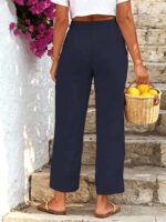 High-Waisted Linen-Blend Pleated Trousers - Image 9